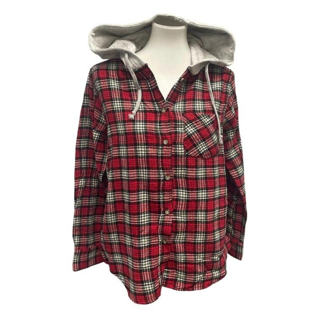 New Champion Unisex Medium Blue Pullover Sweatshirt w Bonus Plaid Flannel Hoodie