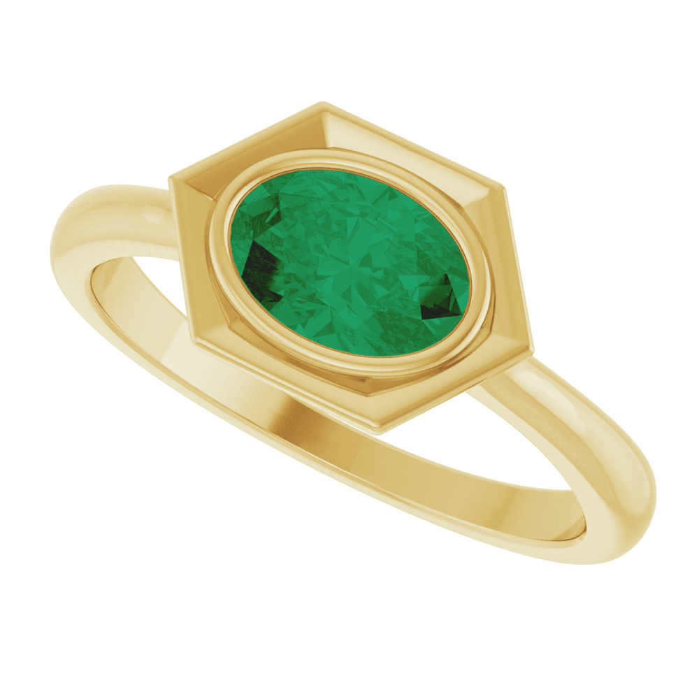 Émeraude Hexa Ring 14K Gold Emerald