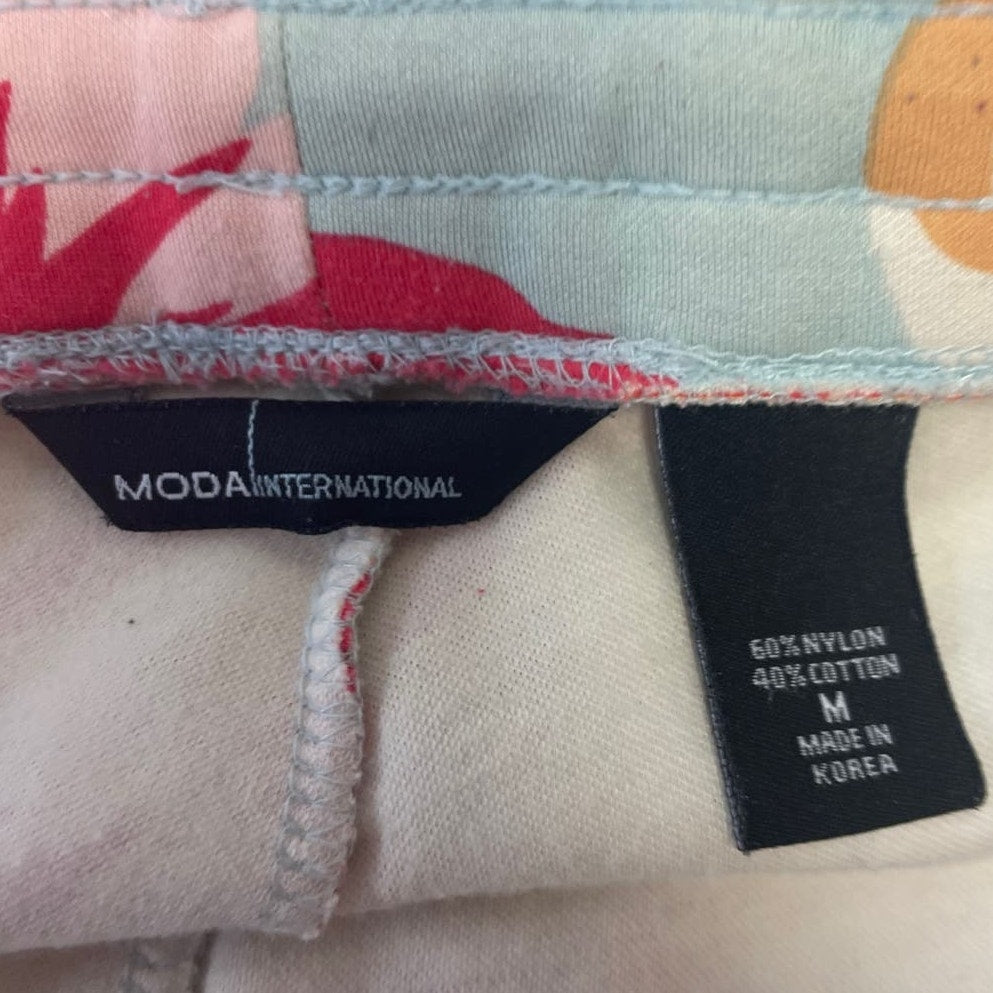 Moda International Womens Medium Tropical Floral Drawstring Elastic Waist Pants