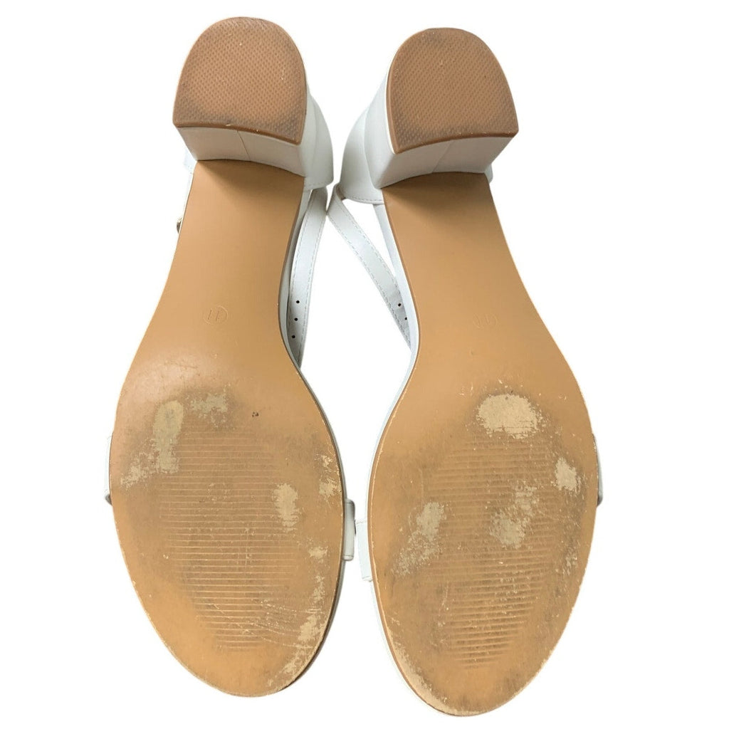 Idifu Womens Size 11 Cookie White Open Toe Ankle Strap 2.25" Chunky Heel Shoes