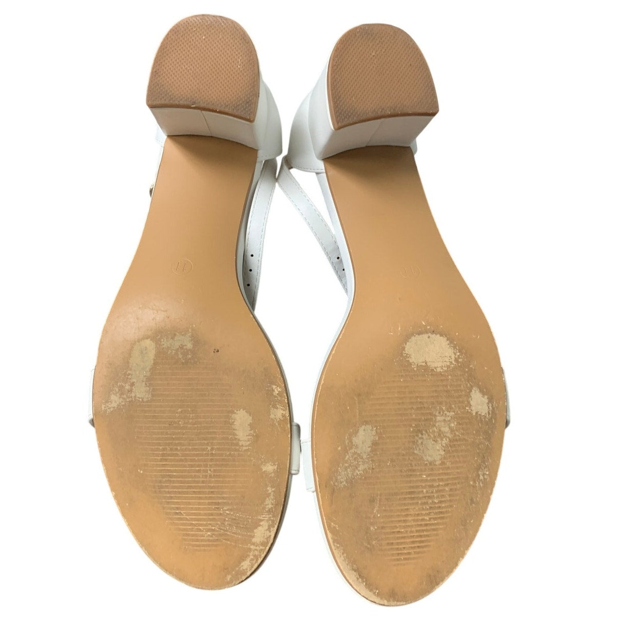 Idifu Womens Size 11 Cookie White Open Toe Ankle Strap 2.25" Chunky Heel Shoes