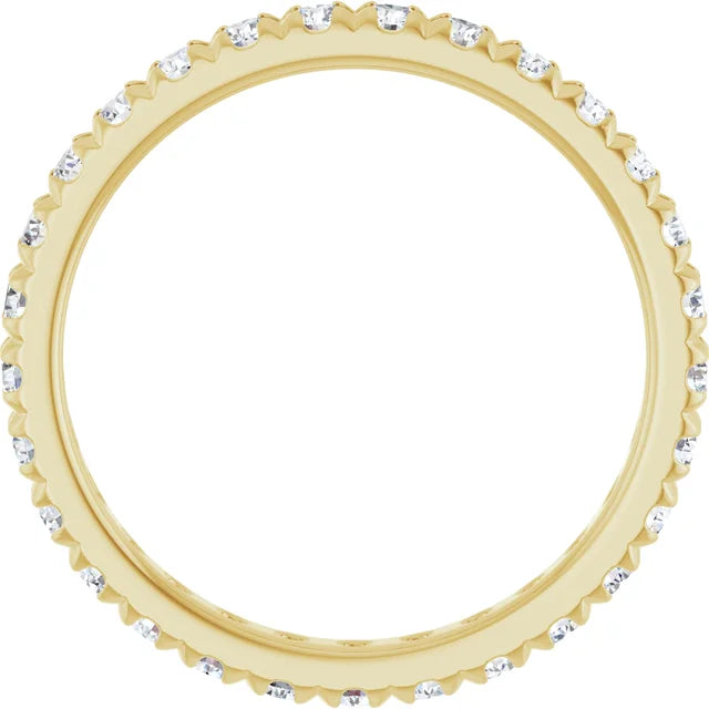 2mm French Set Diamond Eternity Ring / 14K Yellow Gold