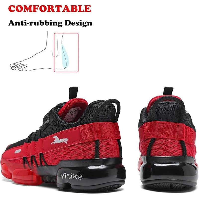Jmfchi Sports Boys Size 4 Red Black Running Tennis Athletic Quick Lace Shoes