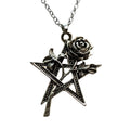 Vintage Five Point Silver Toned Filigree Star Rose Pendant 20" Chain Necklace