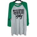 New Hand Printed Womens 3XL Santa Baby Holiday Long Sleeve Crew Neck Tee Shirt