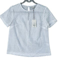 NWT New A New Day Womens XS White 100% Cotton Mesh Short Sleeve Crew Neck Top