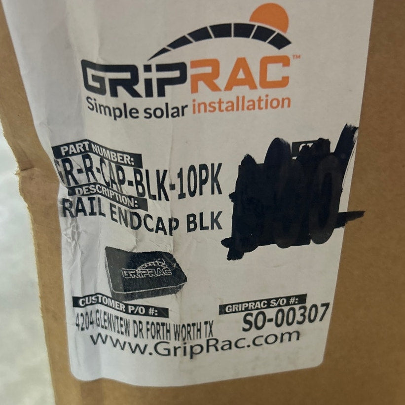 10 New Open Box GripRac GR-R-CAP-Black-10 Plastic Solar Rail End Cap SO-00307