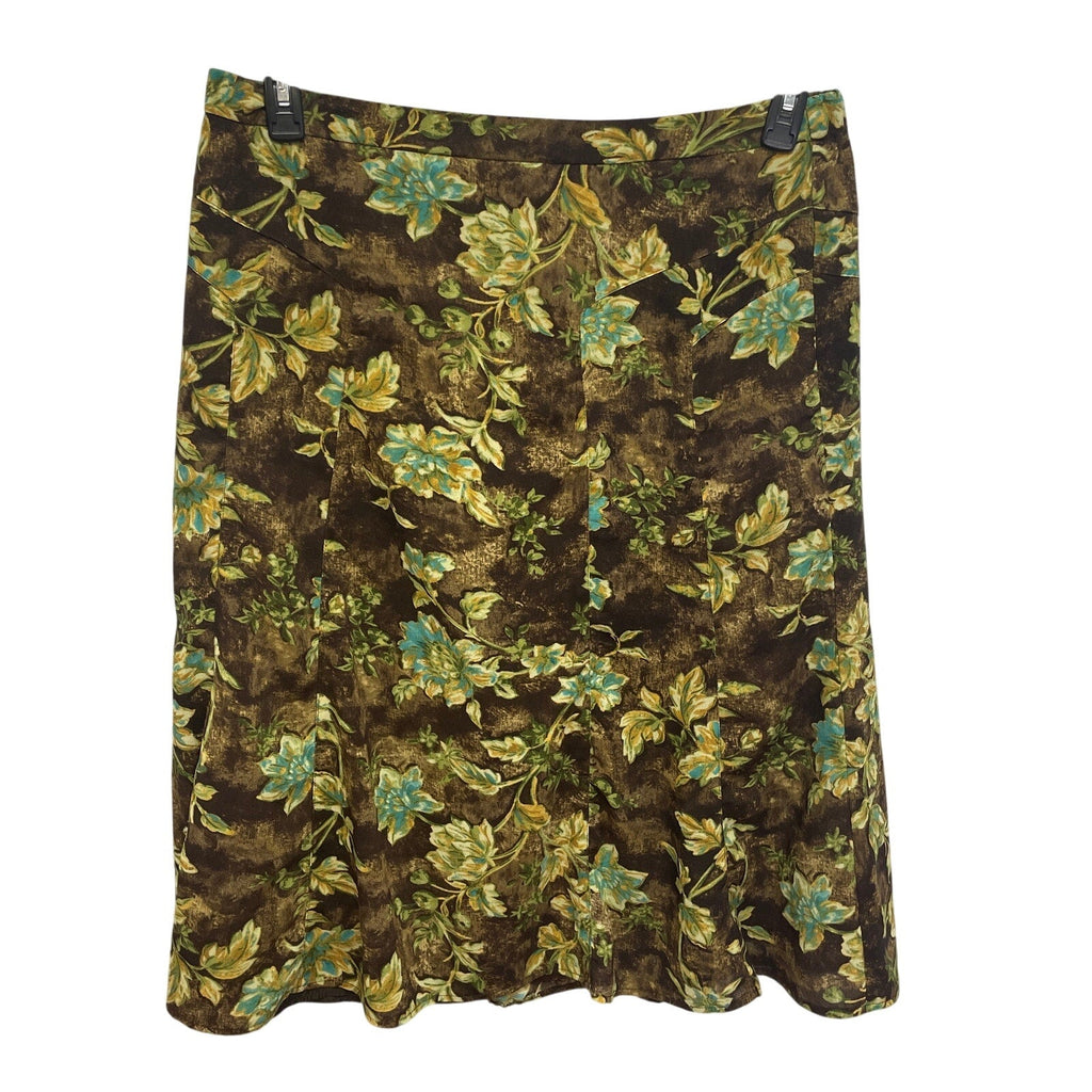 Requirements Womens XL Fit & Flare Floral 100% Polyester Elastic Back Midi Skirt