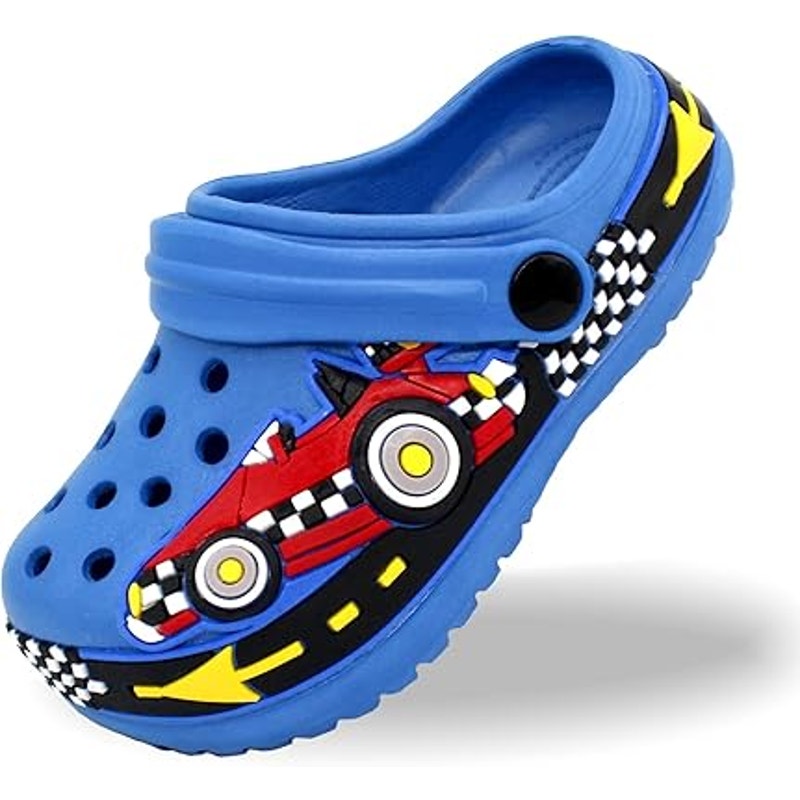 FolHaoth Toddler Boys Size 8.5 Blue Race Car Driver Slide On Clog Sandals