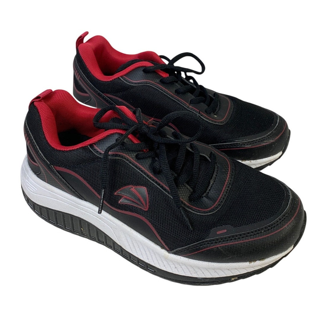 AOV Mens Size 8.5 Red Black Lace Up Low Top Round Toe Tennis Athletic Shoes EUC
