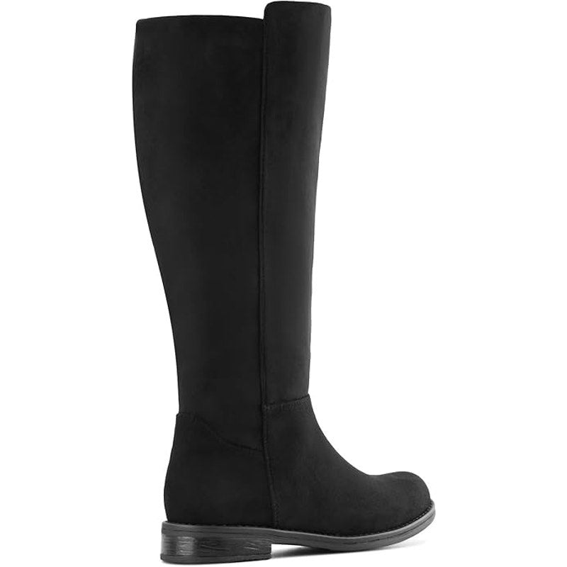 New Shoe'NTale Womens Size 8 Black Faux Suede Wide Calf Knee High Low Heel Boots
