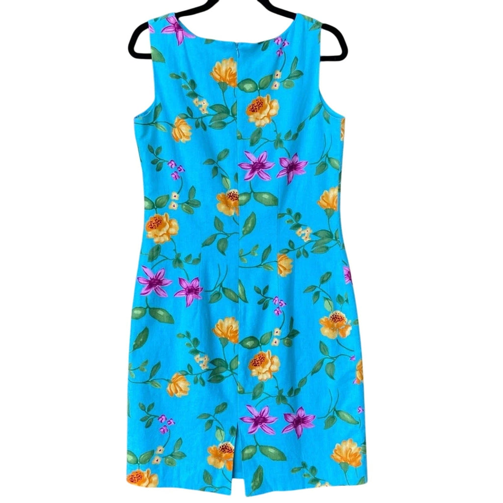 Coldwater Creek Womens Size 8 Floral Sleeveless Lined Back Zip Sheath Dress