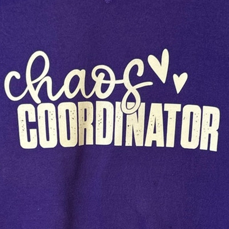 Upcycled Hand Printed Womens Medium Chaos Coordinator Long Sleeve Sweatshirt