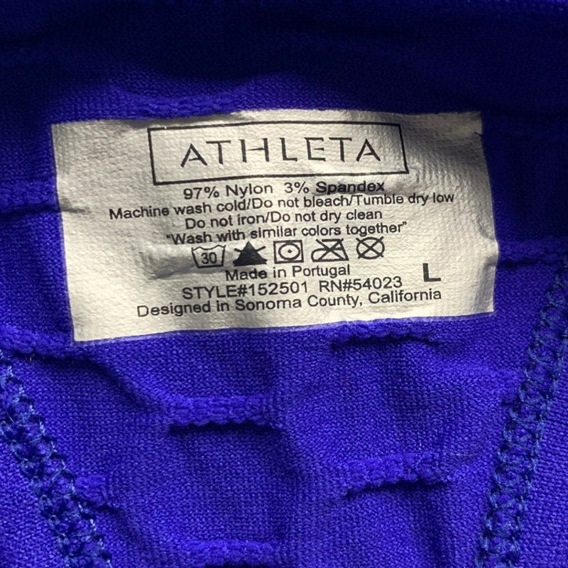 Athleta Womens Large Royal Blue Sleeveless Racer Back Textured Athletic Tank Top