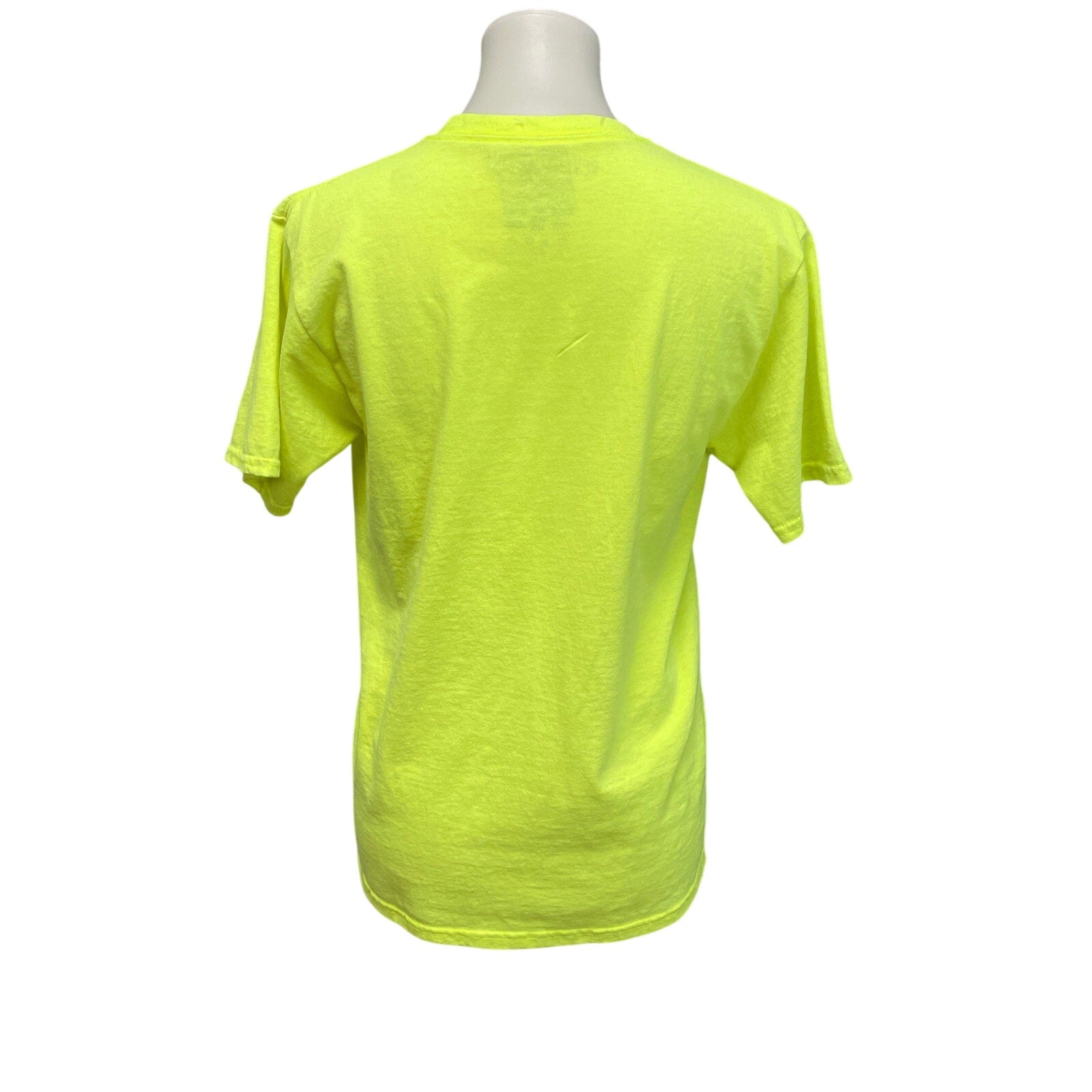 Hand Printed Upcycled Kids XXL Dragonfly Neon Yellow Short Sleeve Tee Shirt