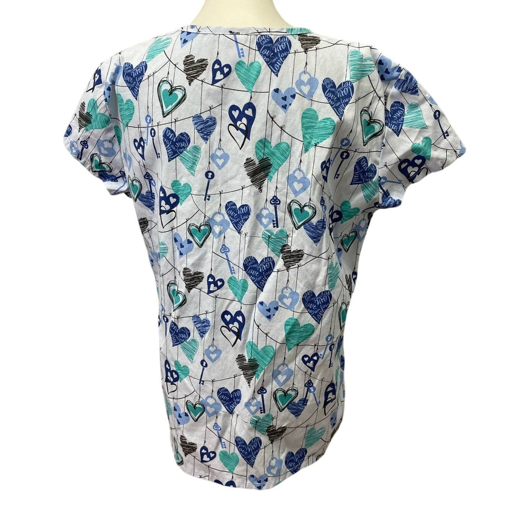 Lot of 2 24/7 Comfort Womens Large Cotton Blend Love Coffee V-Neck Scrub Tops
