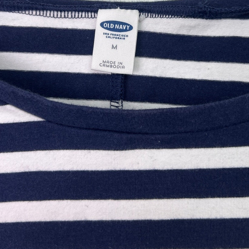 Old Navy Womens Medium Cotton Blend Short Sleeve Navy Striped BodyCon Dress