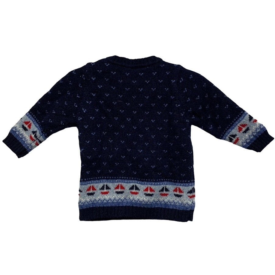 New JoJo Maman Bebe Boys 6-12Mos Long Sleeve Wool Pullover Sailboat Sweater