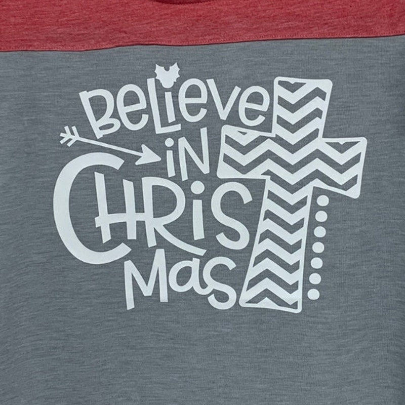 New Hand Printed Womens Medium Believe In Christmas Short Sleeve Tee Shirt