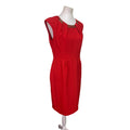 DressBarn Womens Size 10 Gold Bangle Necklace Red Career Sleeveless Sheath Dress