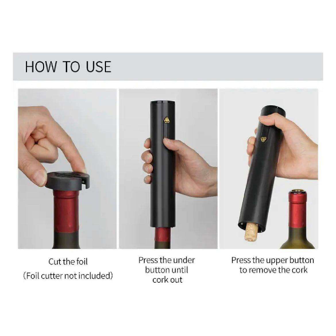 SELZALOT All Black Plastic Electric Wine Opener