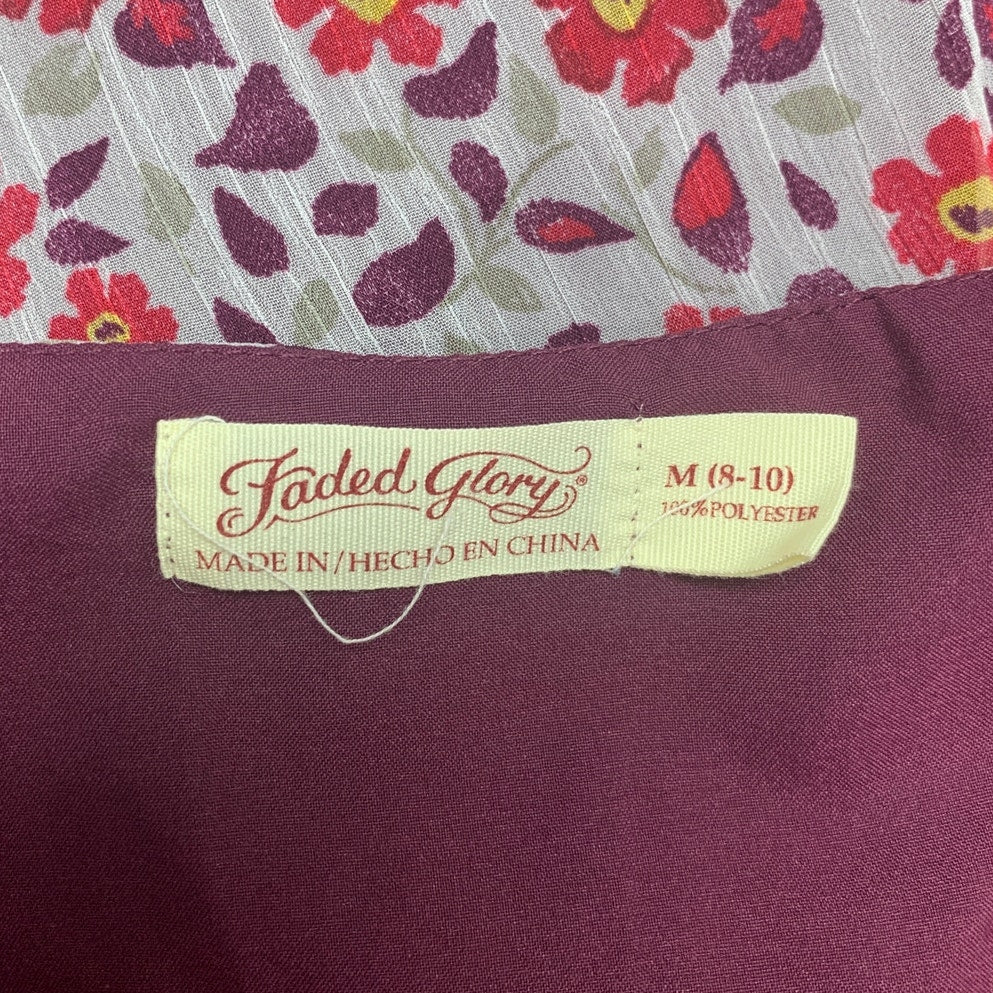 Faded Glory Womens Medium 100% Polyester Floral Spaghetti Strap Tank Top