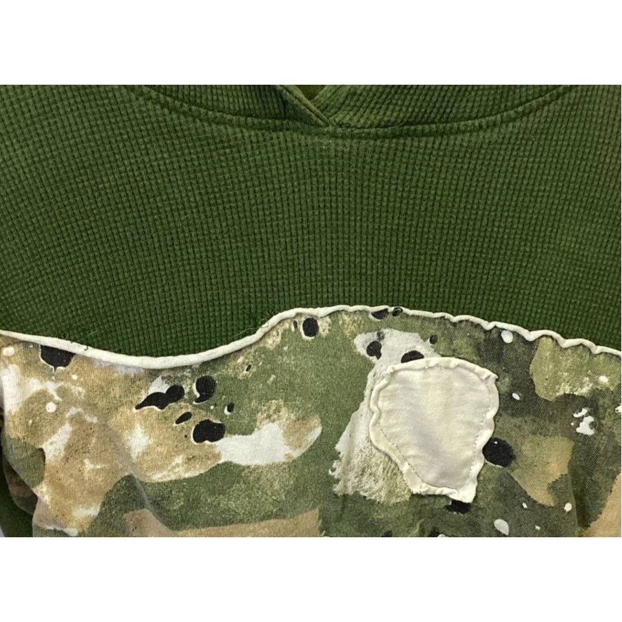 Akademiks Boys Small Hooded 100% Cotton Short Sleeve Army Green Camo Shirt