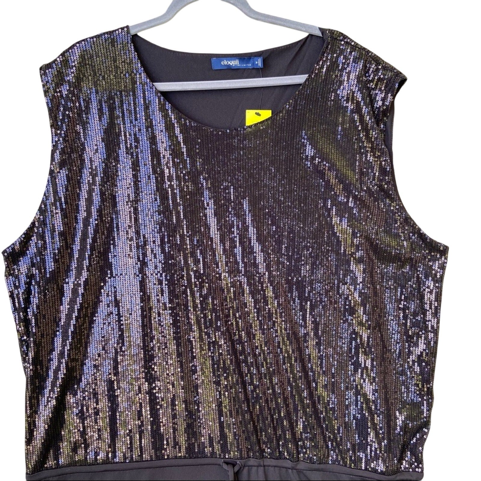 New Eloquii Womens Plus Size 24 Black Polyester Sequin Sleeveless Shift Dress