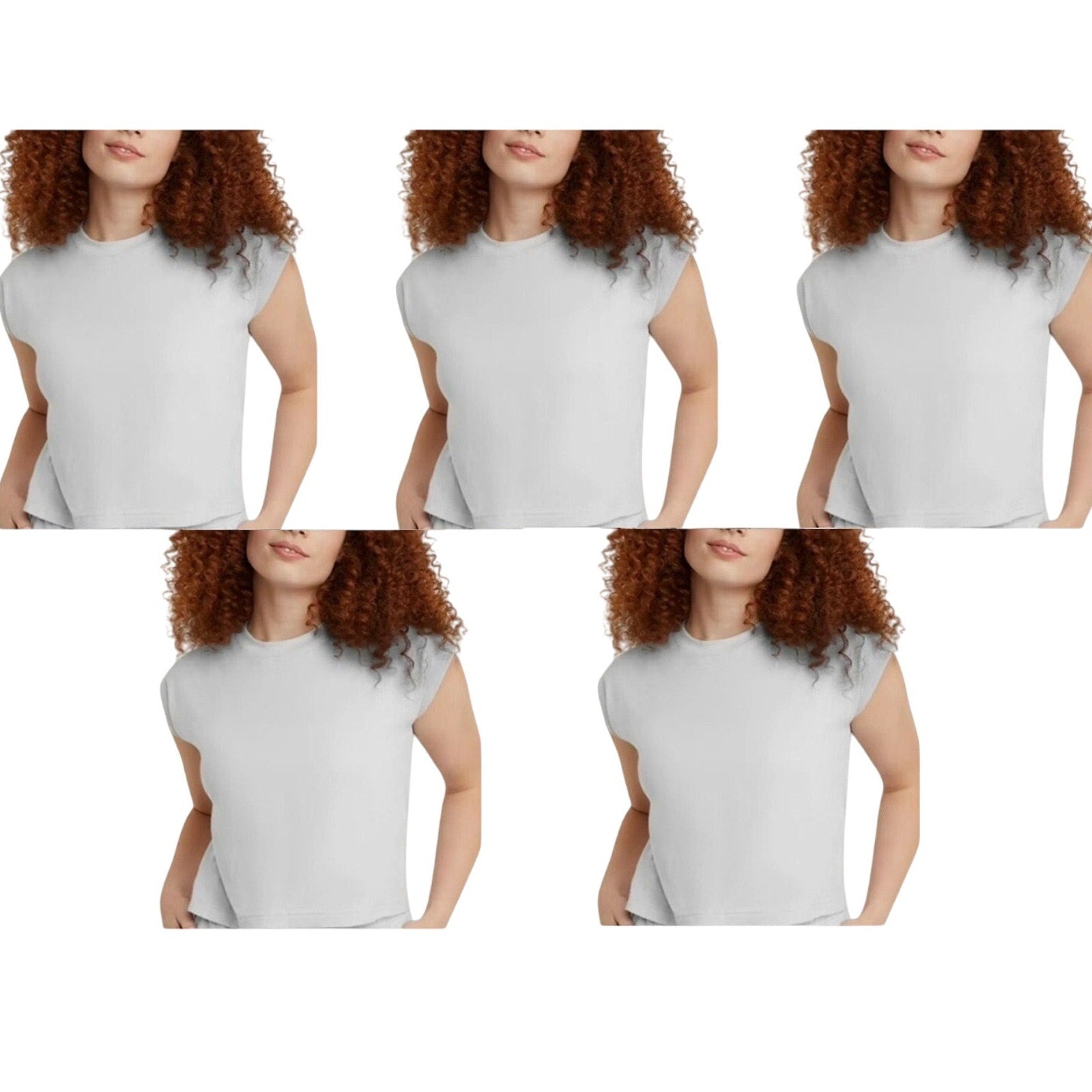 New 5-Pack Hanes Womens Large White Ringspun Cotton Cap Sleeve Muscle Tees