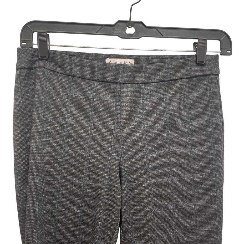 Nanette Lepore Womens Medium Black Gray Plaid Rayon Blend Pull On Pants