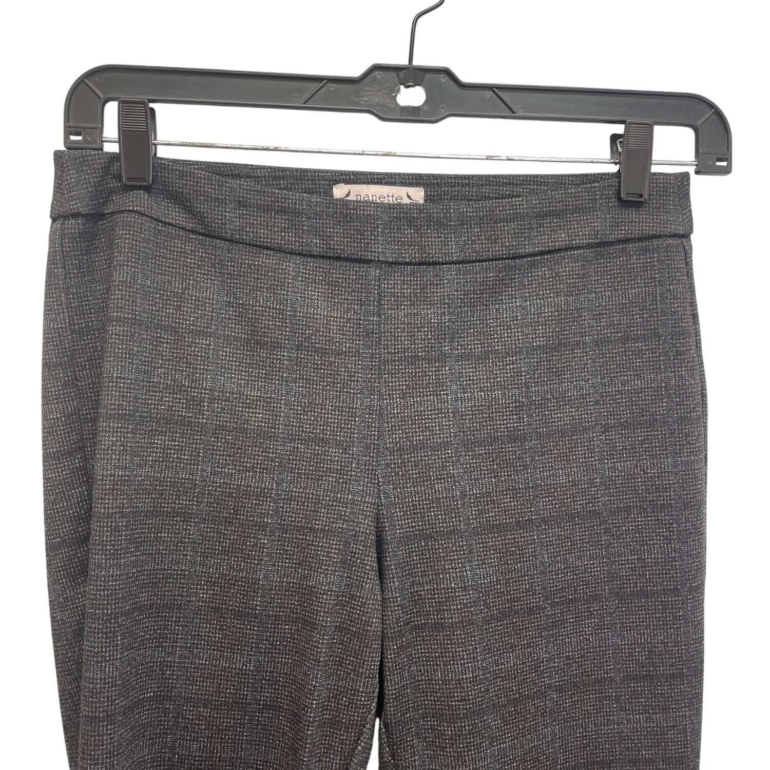 Nanette Lepore Womens Medium Black Gray Plaid Rayon Blend Pull On Pants