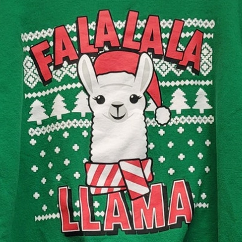 Wound Up Womens XXL Falalala Llama Christmas Snowflake Long Sleeve Sweatshirt