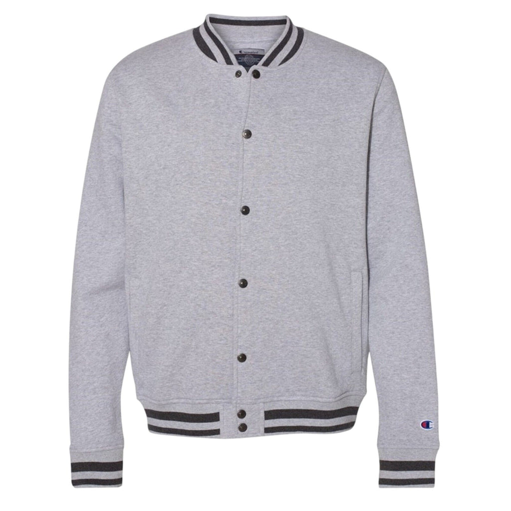 New Champion Mens 2XL Gray Snap Up PolyCotton Athletic Wear Bomber Jacket