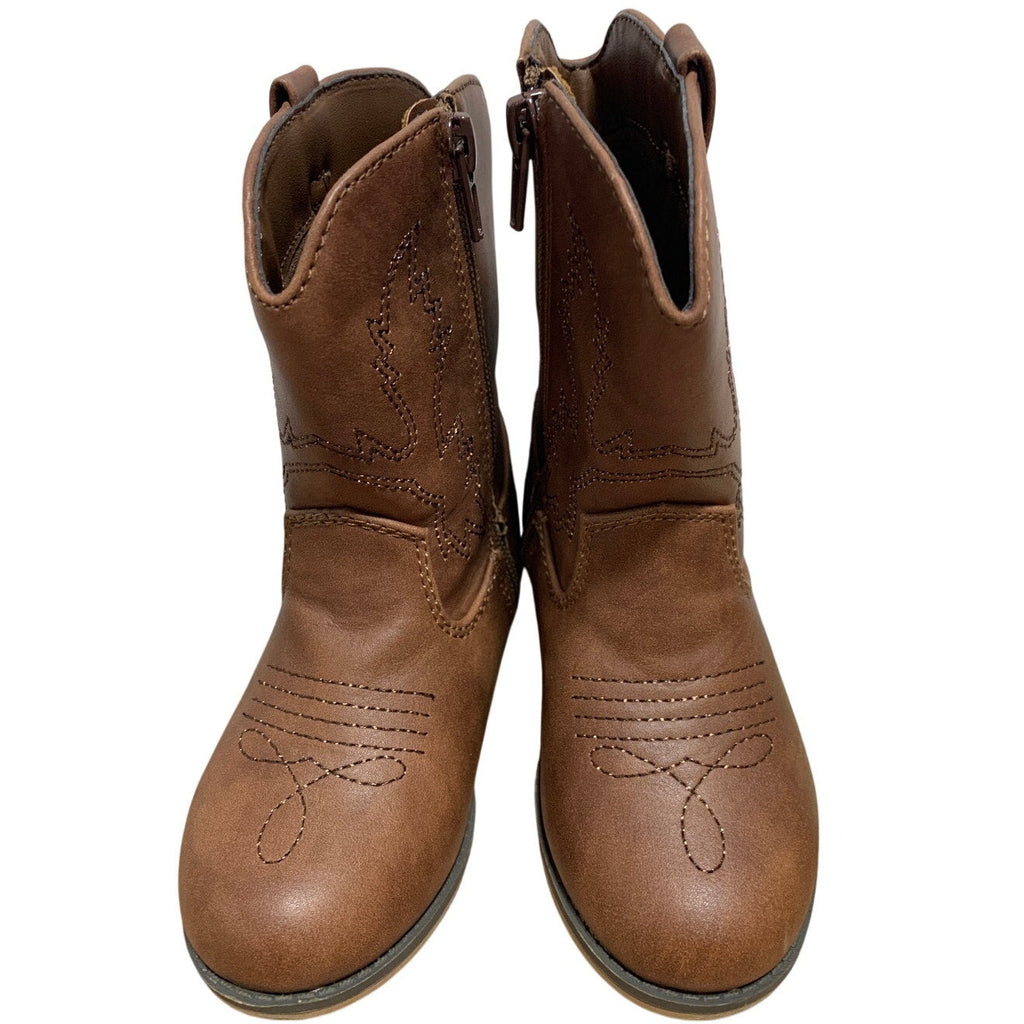 Icebirds Toddler Girls Size 8 Brown Western Cowgirl Boots Side Zip Shoes
