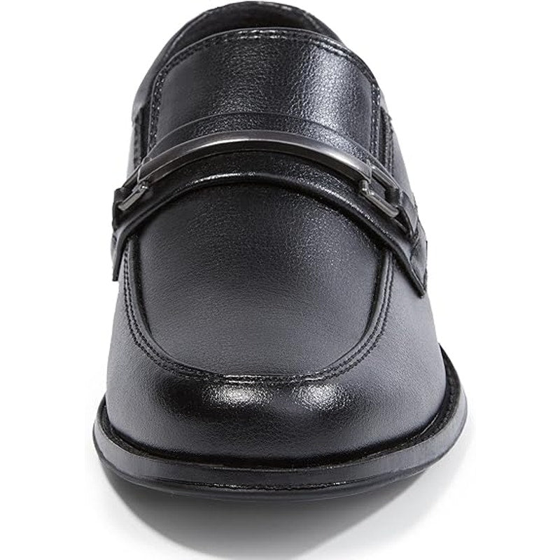 New HomeHot Boys Size 11 Black Faux Leather Slide On Buckle Top Loafer Shoes