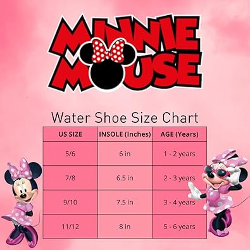 Disney Baby Girls 7-8 Toddler Red Minnie Mouse Water Sandal Bungee Closure Shoes