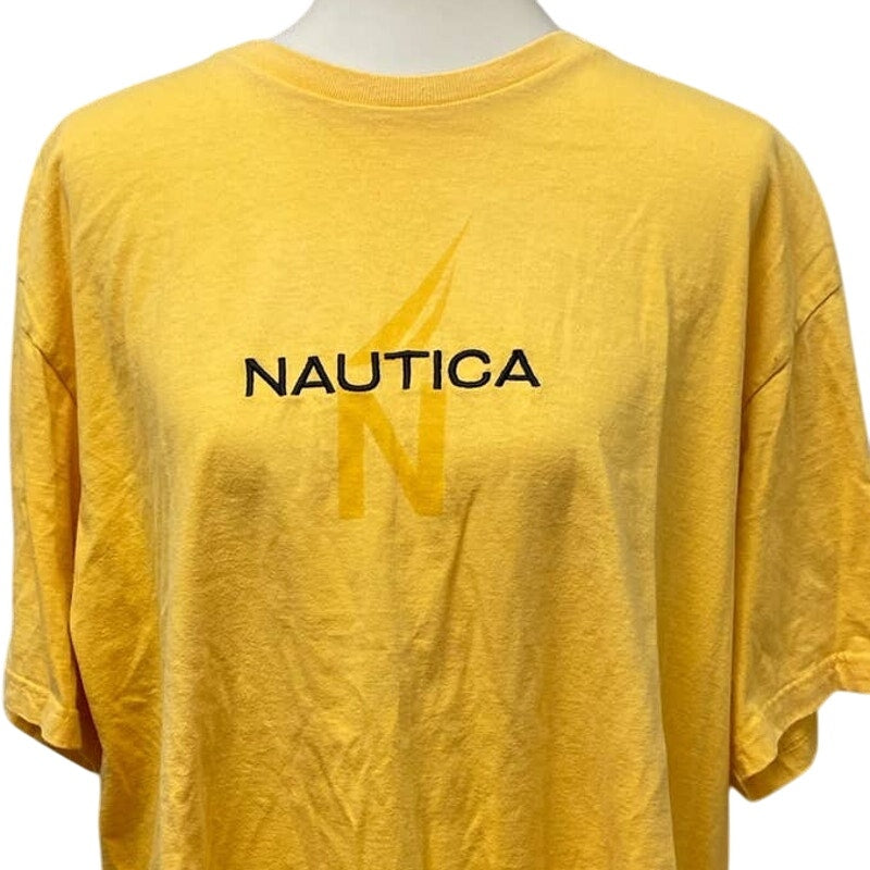 Nautica Mens XXL 100% Cotton Yellow Short Sleeve Crew Neck Sailboat Tee Shirt