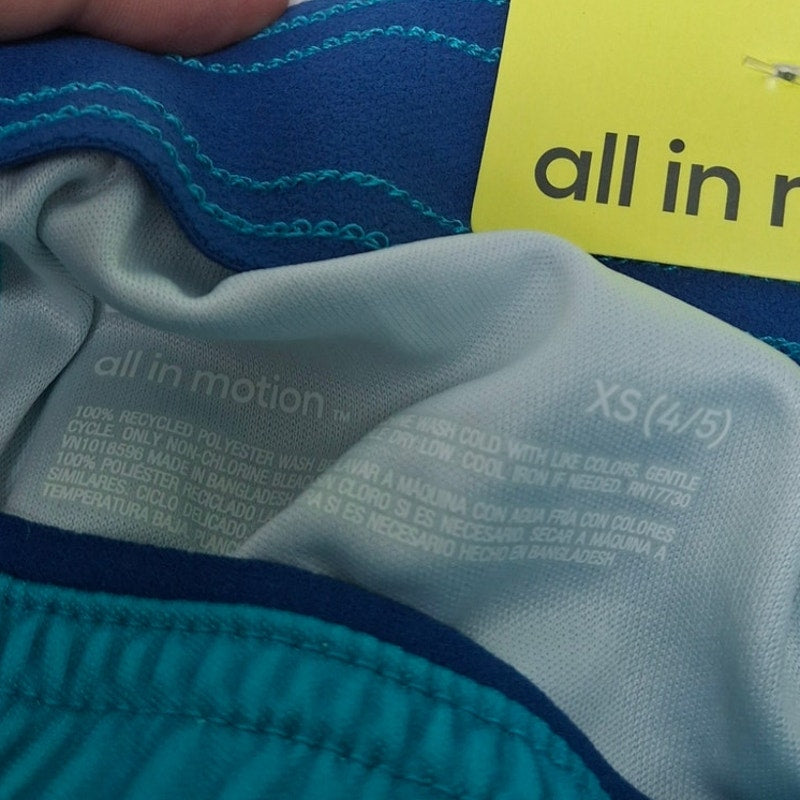 Lot of 2 New All in Motion Boys XS Elastic Drawstring Waist Long Sport Shorts