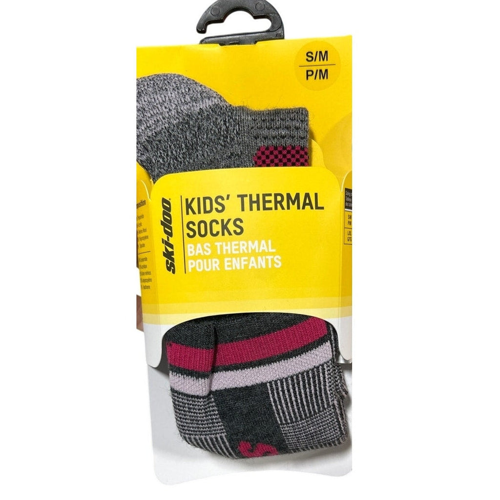 New Ski-Doo Girls S/M Shoe Size 9.5 - 12.5 Pink Gray Wool Blend Thermal Socks