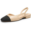 Dream Pairs Womens Size 7.5 Tan Black Slingback Low Heel Round Closed Toe Shoes