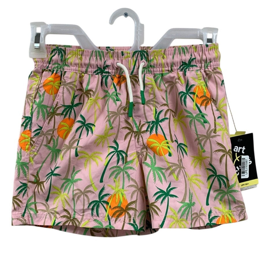 2 New Art Class Boys Medium (8) Lined Blue Pink Tropical UPF 50+ Swimming Trunks