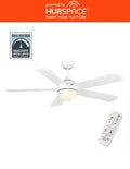 Hampton Bay Morland 52 in. Smart Indoor/Covered Outdoor Matte White Ceiling Fan with Remote and Integrated LED Powered by Hubspace