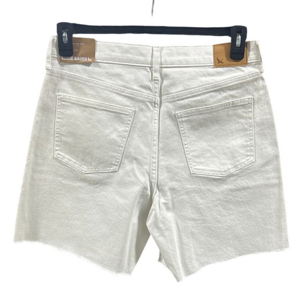 New Eddie Bauer Women Size 18 White Stretch Cotton High Rise Cutoff Denim Shorts