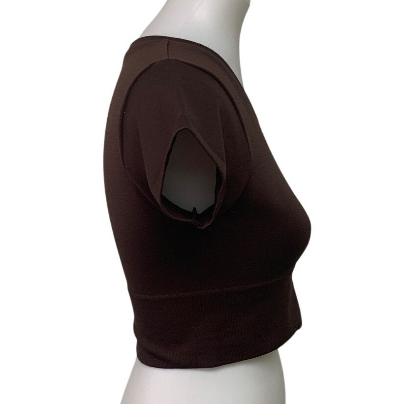 New OFFLINE By Aerie Womens Small Brown Sidewalk Seamless Cropped T-Shirt Tee
