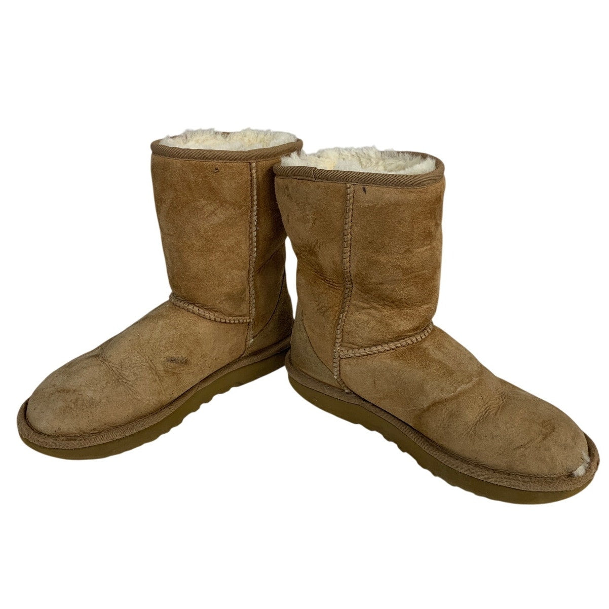 Ugg Womens Size 6 Tan Winter Boots Classic Short Fur Lined Round Toe Shoes