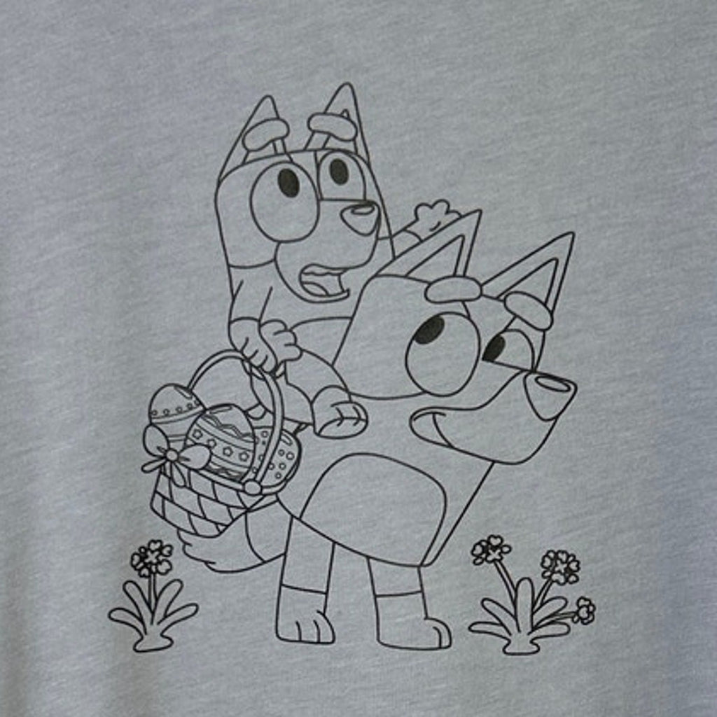 New Hand Printed Womens Large Bluey Bingo Easter Egg Short Sleeve Tee Shirt