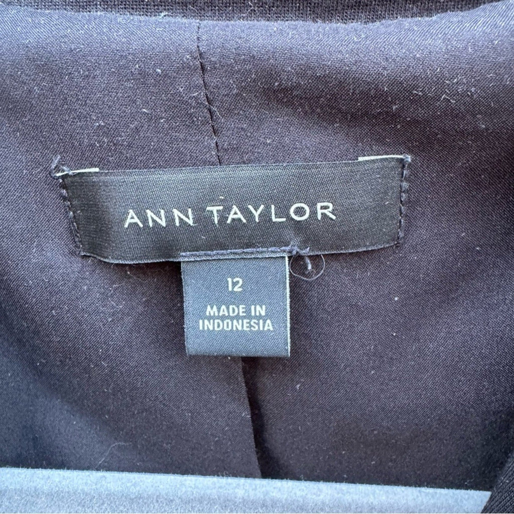 Ann Taylor Womens Size 12 Black 1-Button Machine Washable Career Blazer Jacket