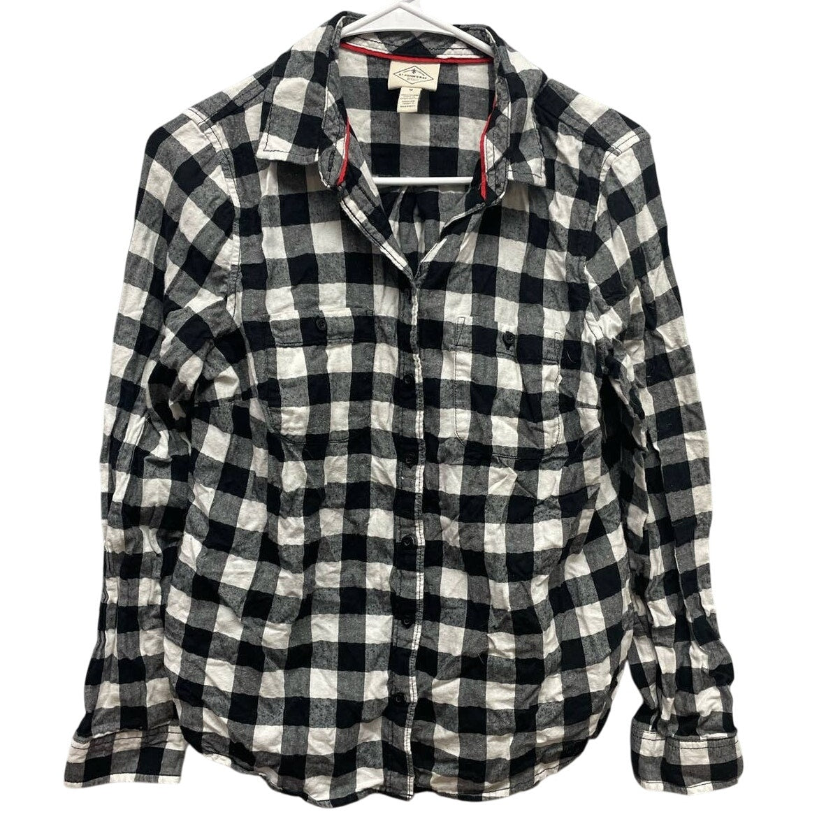 St John's Bay Womens Medium 100% Cotton Long Sleeve Plaid Button Up Shirt