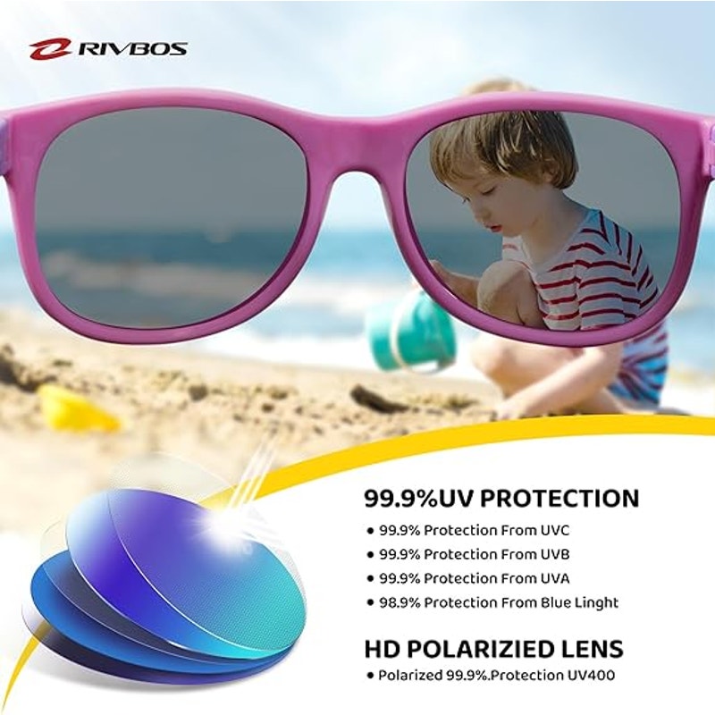 Toddler Kids Polarized UV Protection Flexible Rubber Sunglasses Shades w Strap
