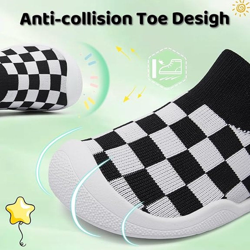 Toddlluby Toddler Boys 8 Sneakers Checkerboard Slip Resistant Sole Slip on Shoes